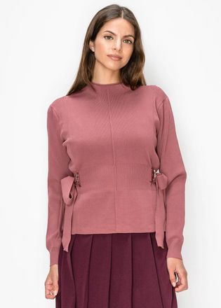 YAL New York Knit Sweater with Self-Tie Sash Belt