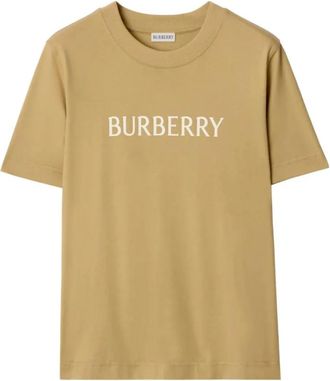 Burberry Logo Katoenen T-shirt - Dames - T-shirts - Beige - S - Katoen - Tops
