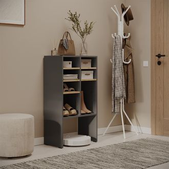 Vicco Armario Para Zapatos Hermia, Antracita/roble Dorado, 53 X 99 Cm Con 7 Compartimentos Abiertos, Vicco