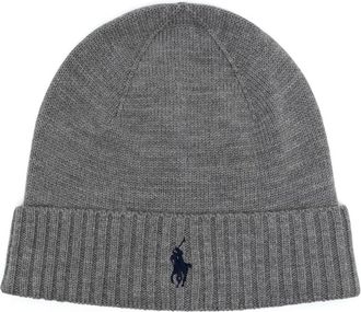 Polo Ralph Lauren Signature Pony Wool Beanie - Heren - Hoeden - Grijs - ONE Size - Wol - Accessoires