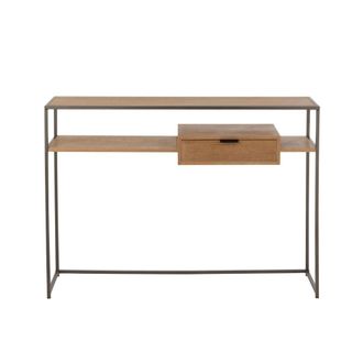Hellin Consola de madera y metal con 1 caj&oacute;n l120*l30*h86cm