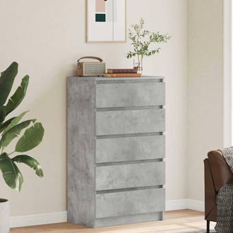 Berkfield Home Elegant Drawer Cabinet Concrete Grey 60x36x103 cm Engineered Wood | Size: 60 x 36 x 103 cm