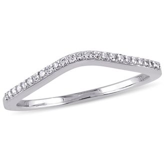 Mimi & Max 1/10ct TW Ladies Diamond Curved Wedding Band 10k White Gold