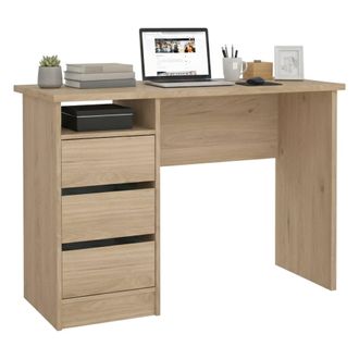 Dmora Dmora - Escritorio Huaning, Escritorio Multiusos, Mesa De Oficina Para Pc, El Plan De Trabajo, 110x49 H76 Cm, Roble