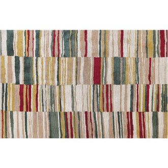 Beliani Beliani - Modern Multicoloured Living Room Rug Low Pile Fabric Beige 140 x 200 cm Fatsa