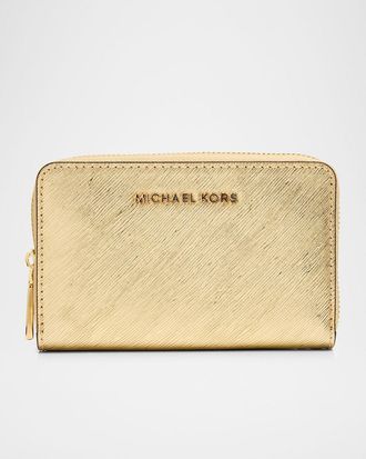 Michael Kors Jet Set Small Metallic Faux Leather Wallet