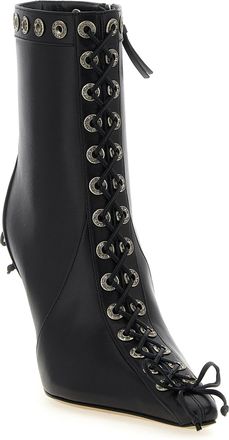 Mach & Mach Womens Black Calfskin Ankle Boots