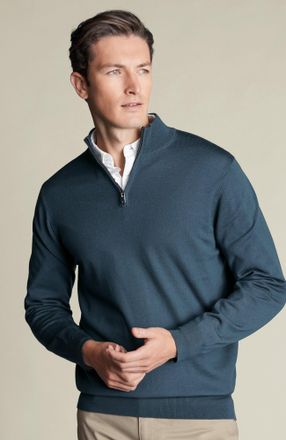 CHARLES TYRWHITT Pure Merino Zip Neck Sweater