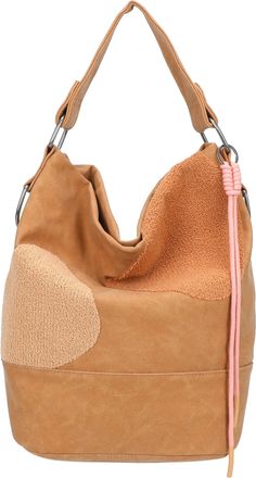 Fritzi Aus Preu&szlig;en Fritzi Olga Limited Happy Flocked Hobo Handbag Faux Leather Womens Shoulder Bag Festival City Vegan Flock Details Cord Pendant 37 x 27 x 17 cm - Brown