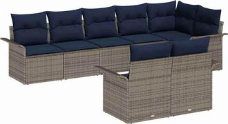 vidaXL Conjunto De Sof&aacute; De Jard&iacute;n 8 Uds. Gris Rat&aacute;n Sint&eacute;tico Vidaxl
