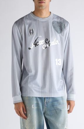 Acne Studios Edwin Sports Long Sleeve Graphic T-Shirt in Grey at Nordstrom, Size X-Large