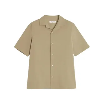 Maison Kitsun&eacute; Short Sleeve Shirts, male, Beige, Size: XL Seersucker Resort Shirt