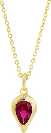 Savvy Cie Jewels GOLD PLATED OVER BRASS WHITE CZ ROUND PENDANT