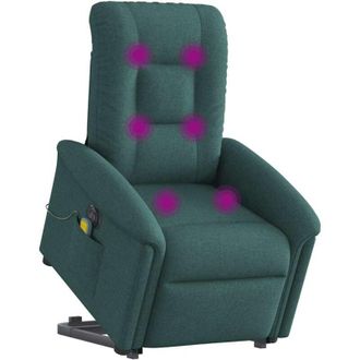 vidaXL Sill&oacute;n Masaje El&eacute;ctrico Reclinable Elevable Tela Verde Oscuro Vidaxl