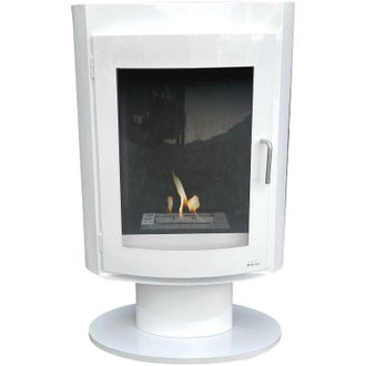 Purline Estufa De Etanol Dise&ntilde;o Cuadrado En Acero Blanco