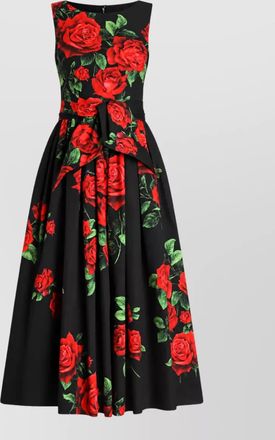 Dolce & Gabbana cotton sleeveless boat neck floral print midi dress
