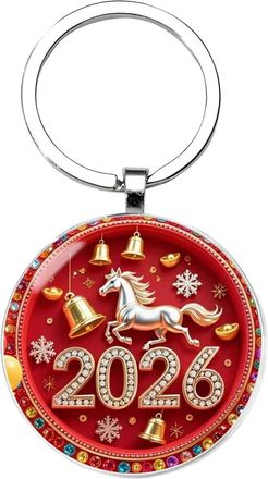Generic Horse Keychain, Compact And Lightweight, Zinc Alloy+glass Material, 2026 Year Of The Horse Pendant, 2D Horses Keychain, Versatile Accessory, For Backp