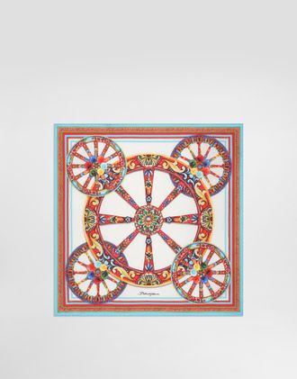 Dolce & Gabbana 50x50 Carretto-print Silk Twill Scarf - Woman Scarves And Silks Multicolor Pz