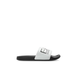Emporio Armani Logo Slides - Heren - Sandalen - Wit - 44 EU - Schoenen