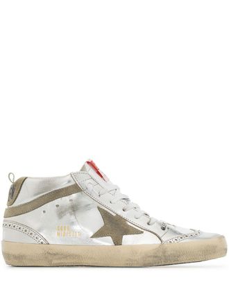 Golden Goose Metallic Silver Silk and Nylon Sneakers