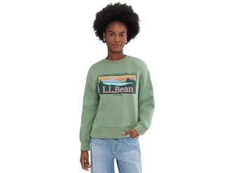 L.L.Bean Essential Logo Crew Sweatshirt Womens Sweatshirt Faded Sage Outdoor Tradition : 2XL, Cotton/Fleece/Polyester