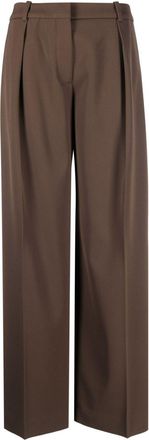 Calvin Klein tailored wide-leg twill trousers - women - Polyester/Polyester/Spandex/Elastane/Cotton/Wool - 4 - Brown