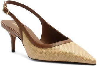 Arezzo Liza Slingback Pointed Toe Pump in Warm Caramel/Natural at Nordstrom, Size 8.5