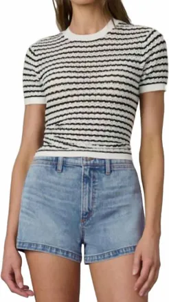 Joe's Crochet Baby Tee In Milk/black Stripe