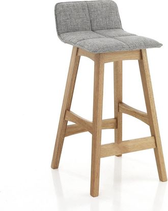 Oresteluchetta Set 2 taburetes madera roble y tejido gris 84x39x47 cm