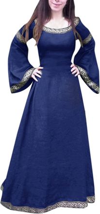 Generic Medieval Princess Dress Women Long Gothics Dresses Ladies Victorians Maxi Floor-Length Dressing Gown with Corset Flare Sleeves, A-Line Steampunk Elega