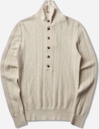 Dries Van Noten Men s Turtleneck Wool Cardigan White