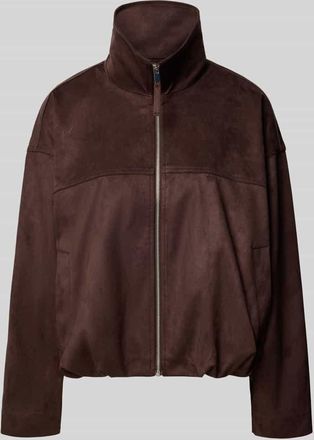 Gina Tricot Jacke in Leder-Optik mit Rei&szlig;verschluss und Eingrifftaschen in Schoko, Gr&ouml;&szlig;e XL