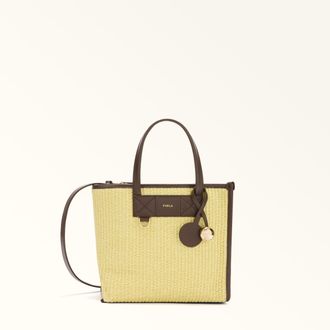 Furla Divide It Borsa Shopping S Toni Freesia Multicolore Intreccio Toscana Colorblock + Pelle Di Vitello Morbida Donna