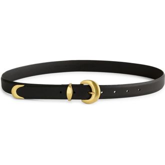 Madewell Wide Domed Buckle Leather Belt in True Black at Nordstrom, Size X-Small