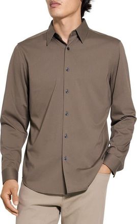 Theory Sylvain ND Structure Knit Button-Up Shirt in Morel - 2My at Nordstrom, Size Xx-Large