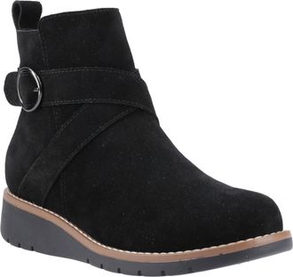 Hush Puppies Lyra Suede Womens Black Winter Ankle Boots - Size UK 4