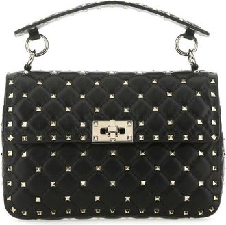 Valentino Garavani Black Nappa Leather Medium Rockstud Spike Handbag