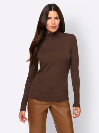 Heine Rollkragenpullover HEINE Rollkragen-Pullover, Damen, Gr. 34, braun (schoko), 80% Viskose, 20% Polyamid, unifarben, Pullover Rollkragenpullover