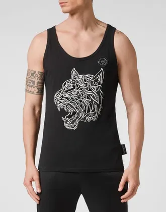 Plein Sport Tank Top Tiger Men in Black/black at Nordstrom, Size Xxx-Large