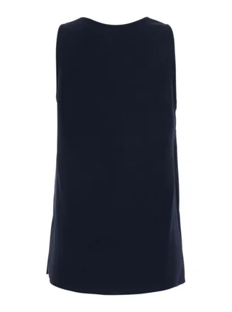P.A.R.O.S.H. Round-Neck Polyester Blouse - Navy