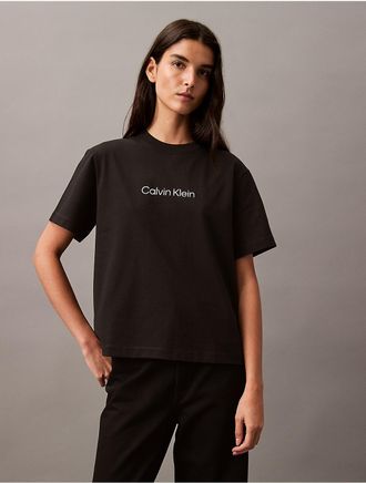 Calvin Klein Jeans Calvin Klein Womens Standard Logo Boxy Fit Crewneck T-Shirt - Black - XS