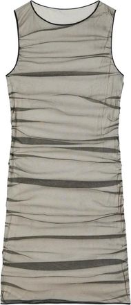 Patrizia Pepe Getailleerde mini-jurk met tule draperie - Dames - Korte kleedjes - Grijs - XS - Leer - Kleedjes