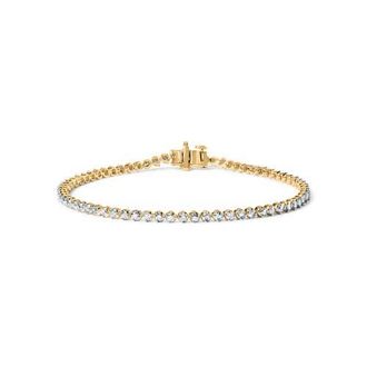 House of Brilliance 10K Yellow Gold Plated Sterling Silver 1.0 Cttw Round Diamond Tennis Bracelet in Yellow Gold Over Silver at Nordstrom