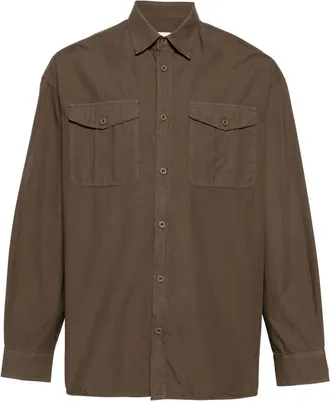 Emporio Armani classic-collar organic cotton shirt - men - Organic Cotton - L - Brown