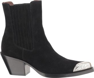 PARIS TEXAS Pointed-Toe Suede Ankle Boots With Metallic Detailing