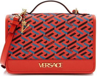 Versace Black Coated Canvas La Greca Top Handle (Authentic Pre-Loved)