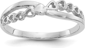 Diamond2Deal 14K White Gold Polished Criss Cross Pattern Hearts Ring