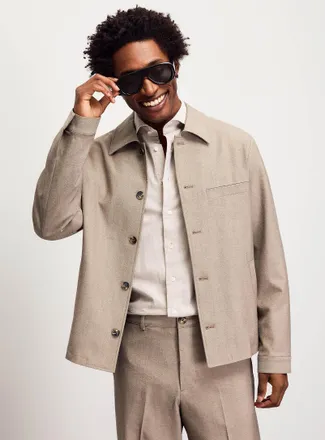 Selected Mens Minimalist soft twill shacket