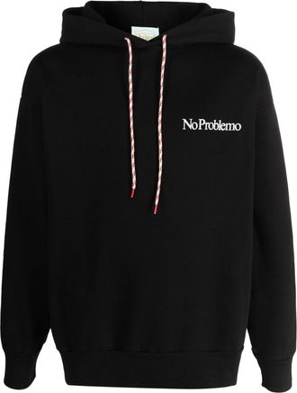 Aries slogan-print cotton hoodie - men - Cotton - S - Black