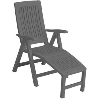 Bauer Lettino Prendisole con Braccioli da Giardino in Plastica Bauer Lucrezia Relax Antracite